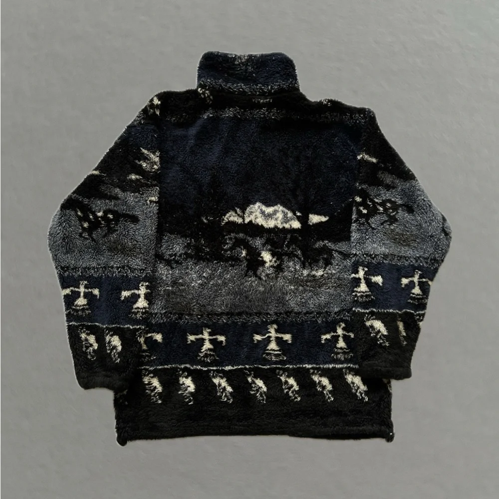 Vintage 90’s Black Mountain Outdoor Western Design Zip Up Fleece Jacket. Size S. - Picture 3 of 5